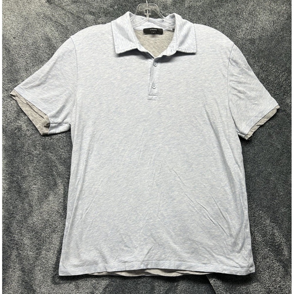 Vince Mens Size S Blue Double Lined Short Sleeve Cotton Polo Shirt (J10)